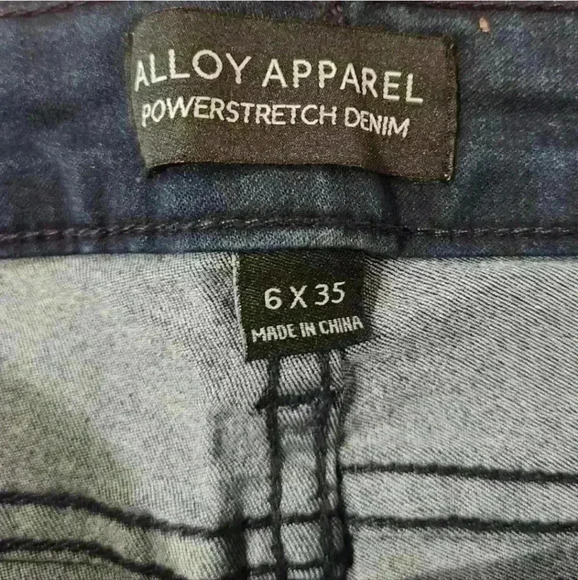 Alloy Apparel Power Stretch Medium Rise Dark Wash Embroidery Detail Skinny Jeans - Picture 8 of 9